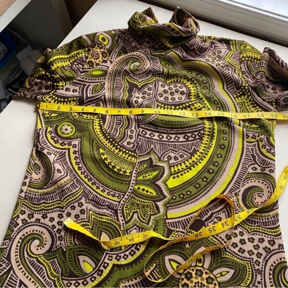 Vintage Wyndham Paisley Long Sleeve Back Zip Blouse Small 70s Groovy Streetwear - Picture 11 of 15